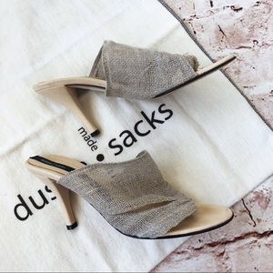 Dusica burlap leather heels shoes
